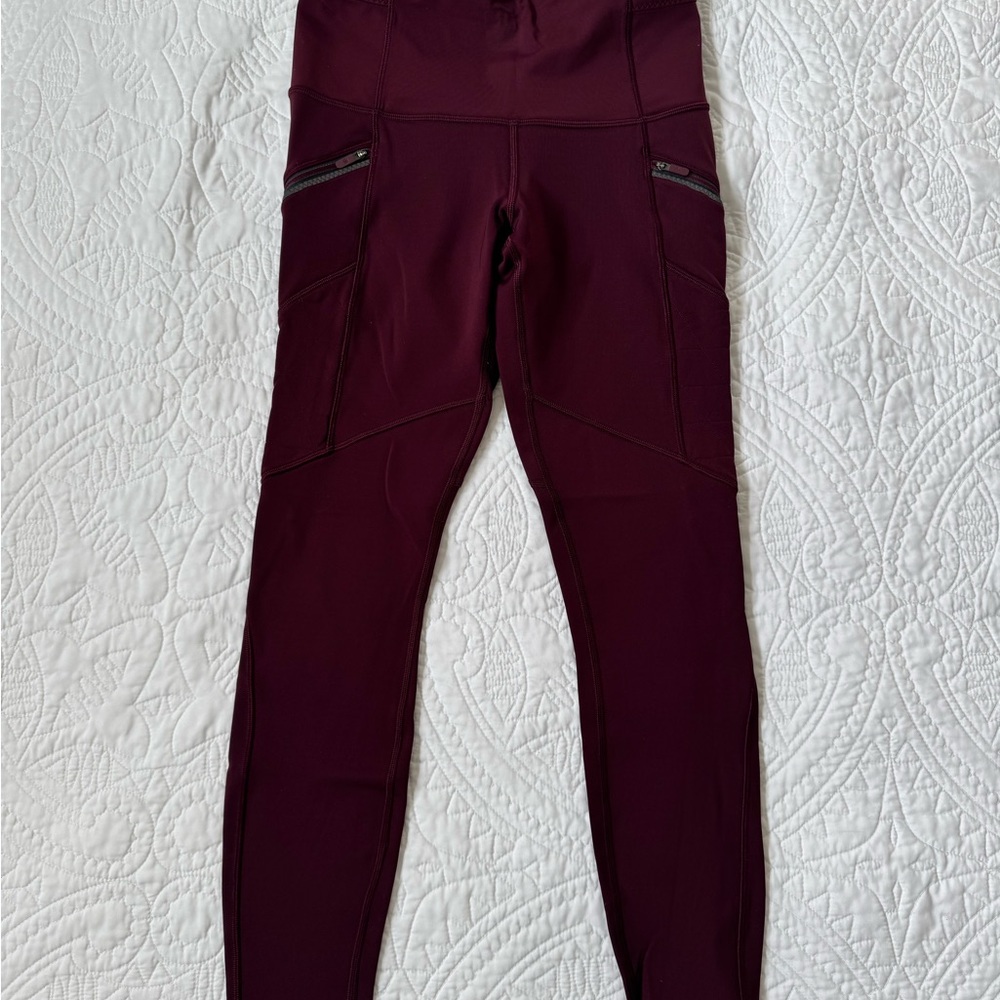 lululemon athletica Burgundy Thermal Leggings With Pockets (size 6)